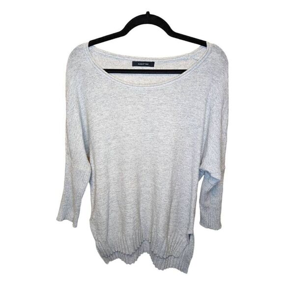 August Silk Grey Boat Neck Textured Knit Women's Size Medium - Picture 1 of 4